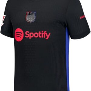 heraclio camiseta de fútbol del barcelona fc visita, temporada 2024/25, version jugador para hombre (mx/us, alfa, grande, regular, regular, negro)